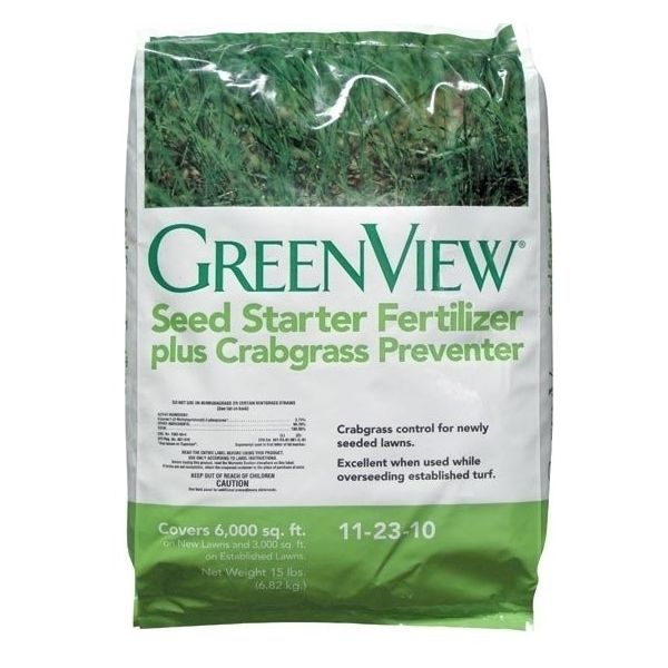 Green View Seed Starter Fertilizer Plus Crabgrass Preventer 15Lbs 11-23-10