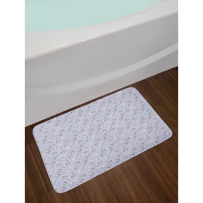 Ambesonne Tea Party Bath Mat by, Cups and Pot of Grand English Tradition Sugar Cubes and Little Spoons, Plush Bathroom Decor Mat with Non Slip Backing, 29.5 W X 17.5 W Inches, Lilac Silver Navy Blue