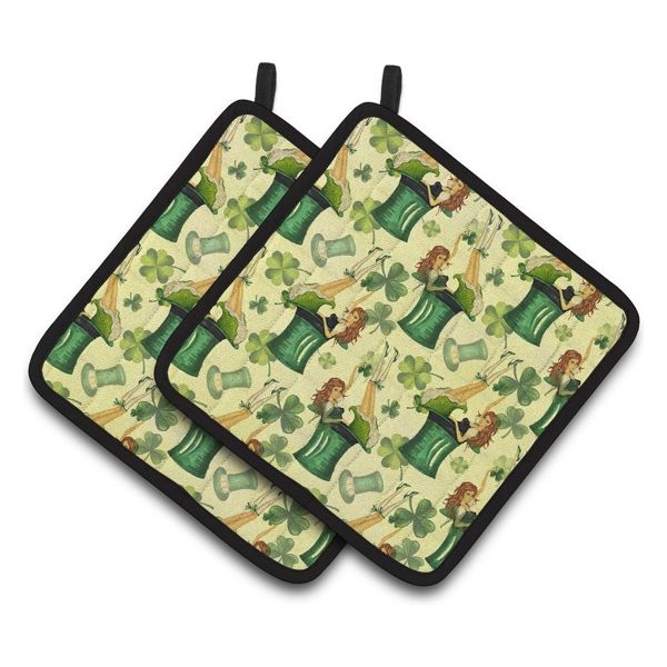 Watercolor St Patrick's Day Party Pot Holders, Set of 2